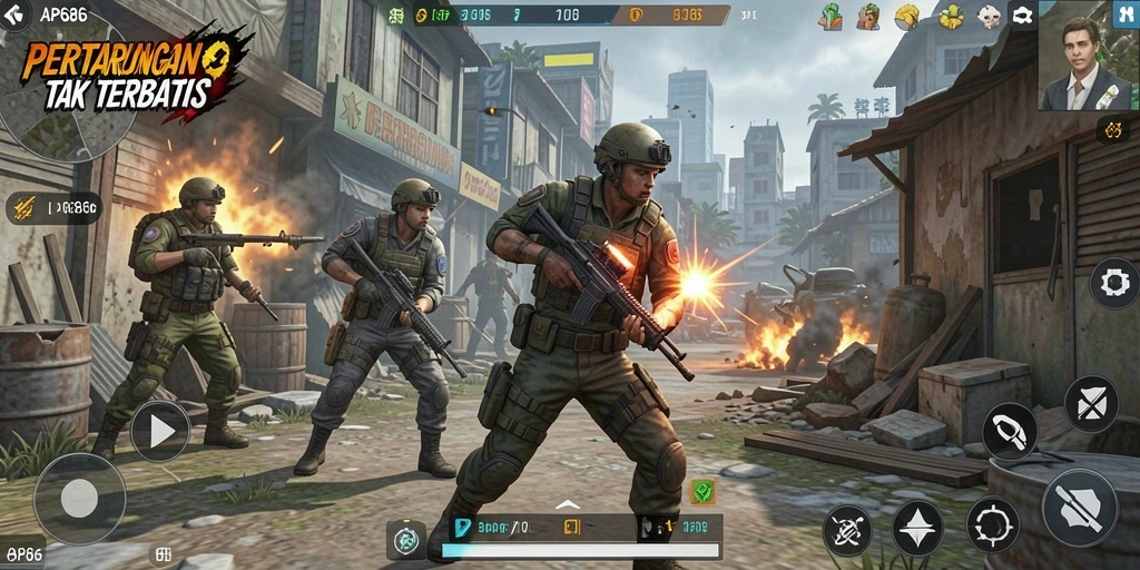 Screenshot menunjukkan pertarungan intens di dalam AP686.