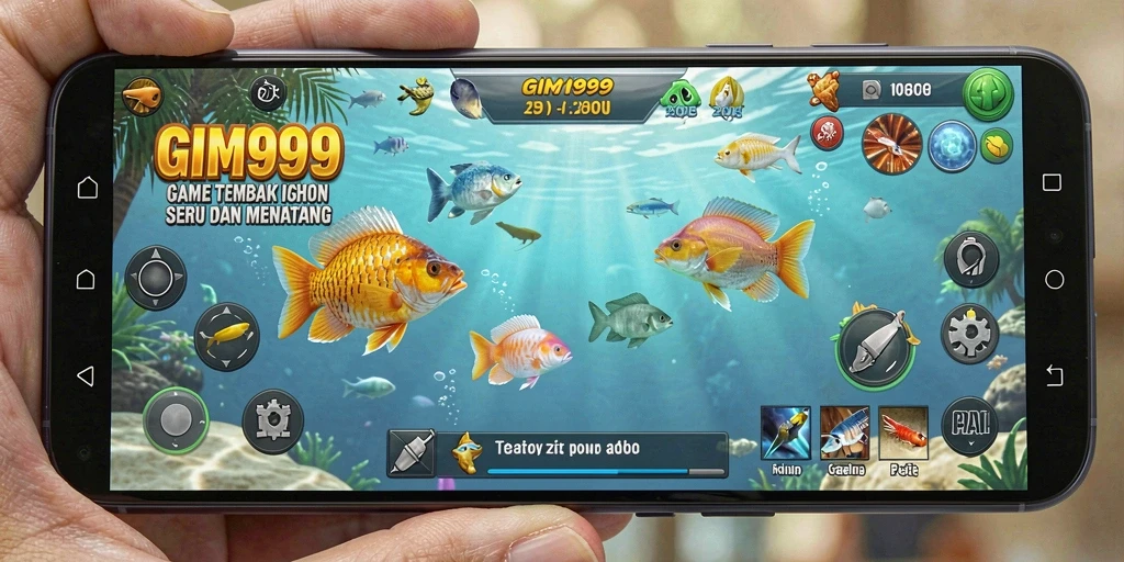 Tampilan gameplay GIM999 yang menampilkan aksi menembak ikan.