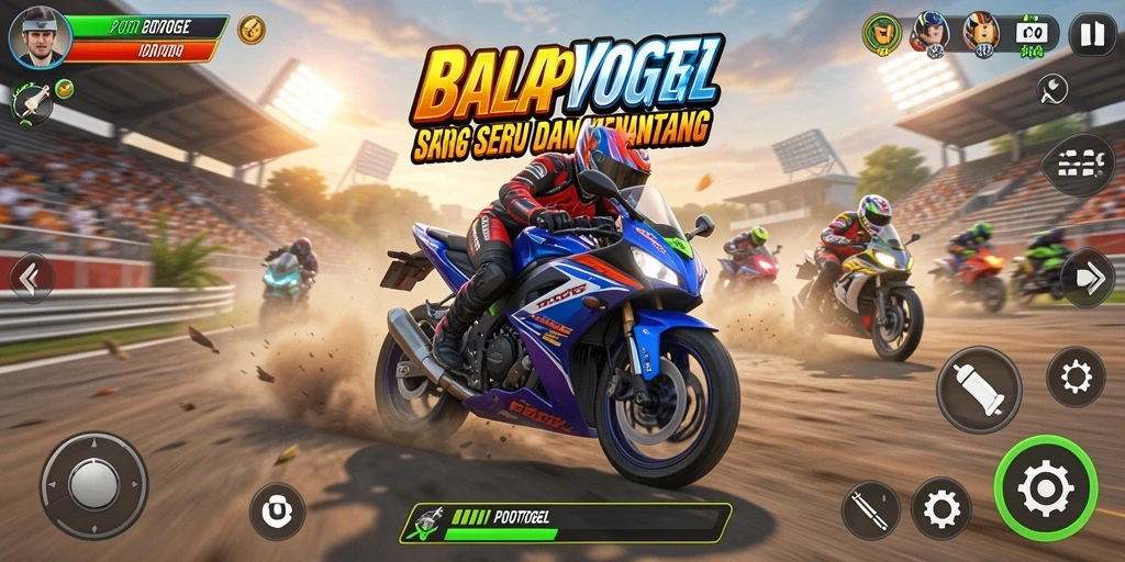 Screenshot utama menunjukkan aksi balapan motor yang mendebarkan.