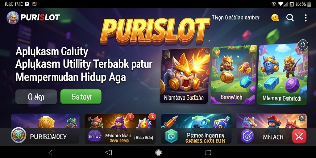 Screenshot utama PURISLOT menunjukkan berbagai fitur produktivitas yang lengkap.