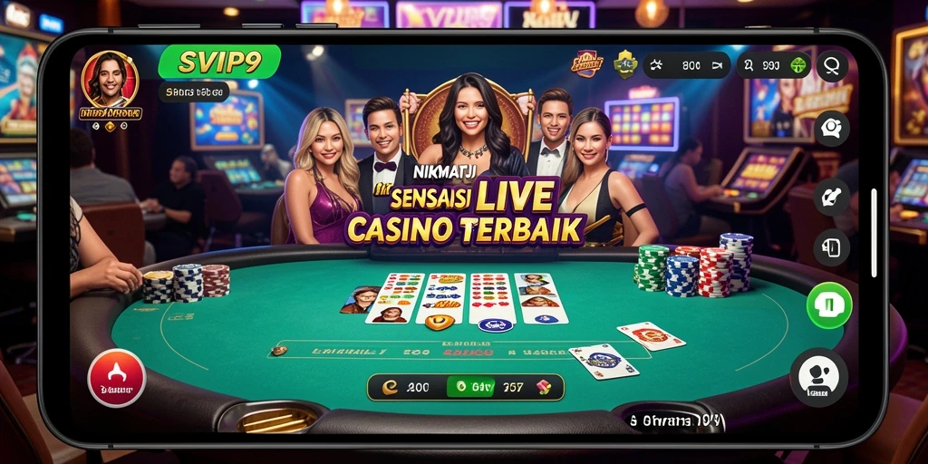 Tampilan gameplay SVIP9 menunjukkan suasana kasino yang real-time dengan dealer profesional.